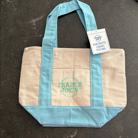 Trader Joe'S Handbags - Trader Joe’s Pastel Blue Mini Canvas Tote Bag